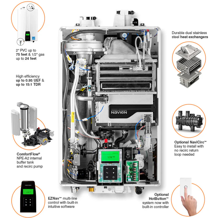 Navien NPE-240A2 199,000 BTU High Efficiency Tankless Water Heater